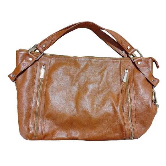 Zenith Brother Satchel Shoulder Bag Handbag Purse Hobo Bag Pebbled Leather Brown - Picture 1 of 11